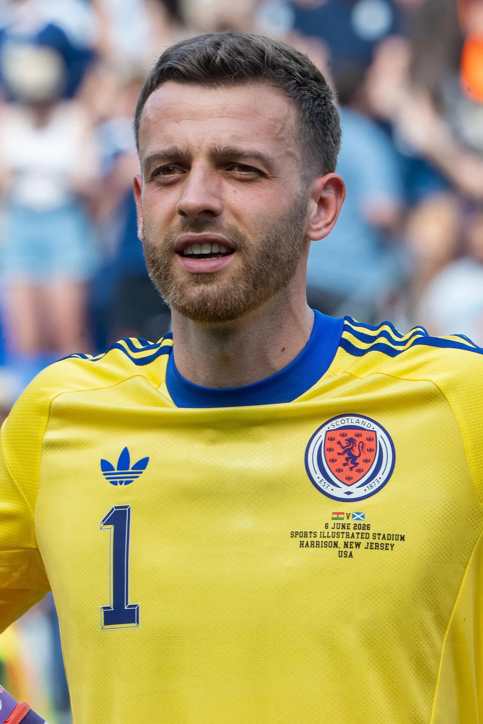 Scotland goalkeeper Angus Gunn during a match against Bolivia in June 2026