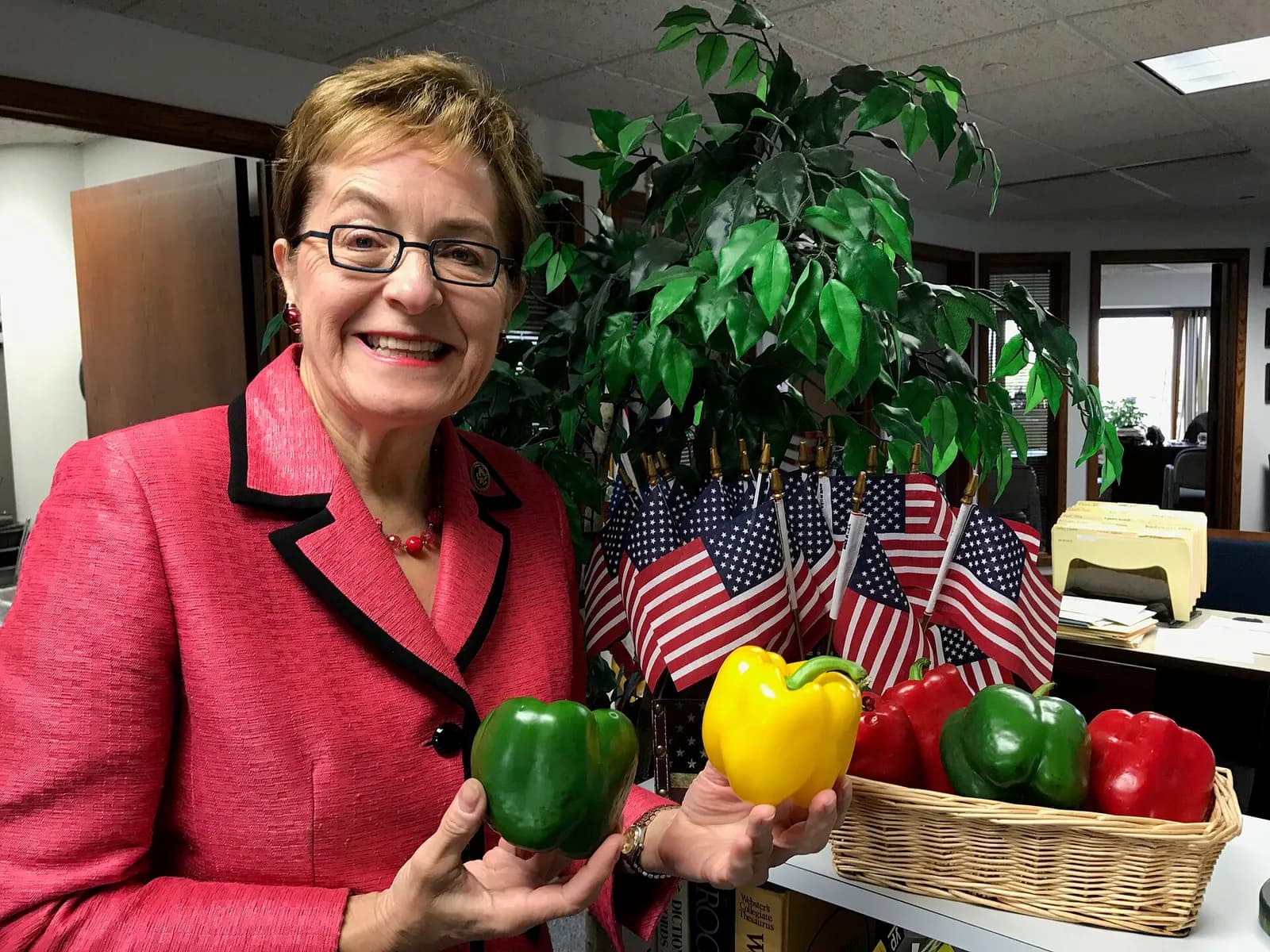 Marcy Kaptur with fresh vegetables in her Toledo office.