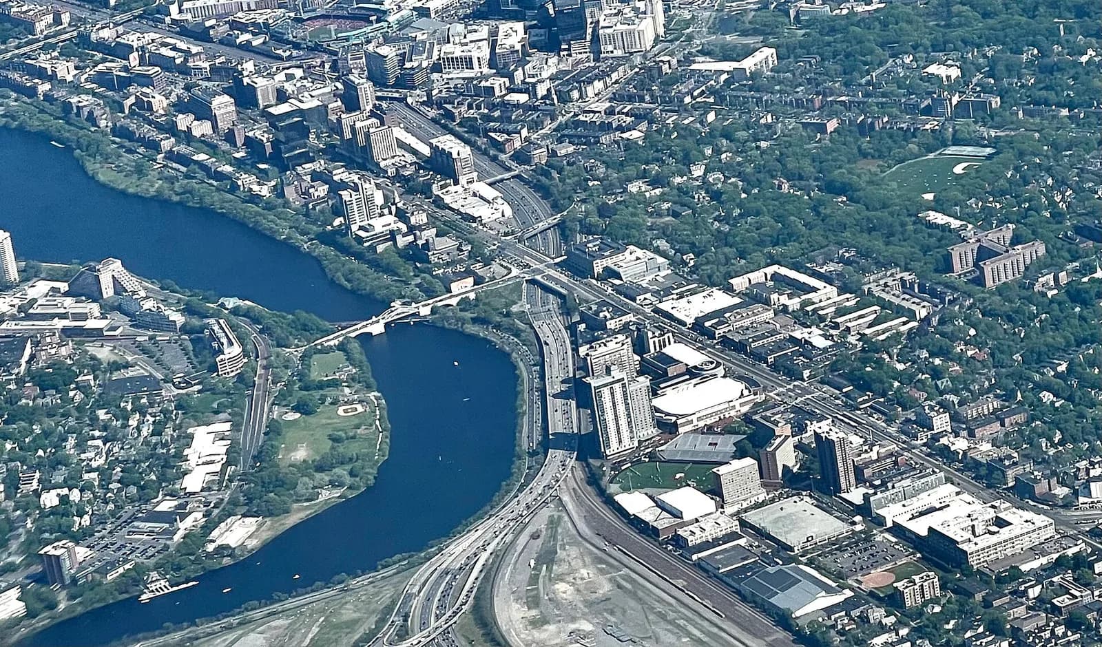 Aerial view of Boston University in Boston, Massachusetts.
