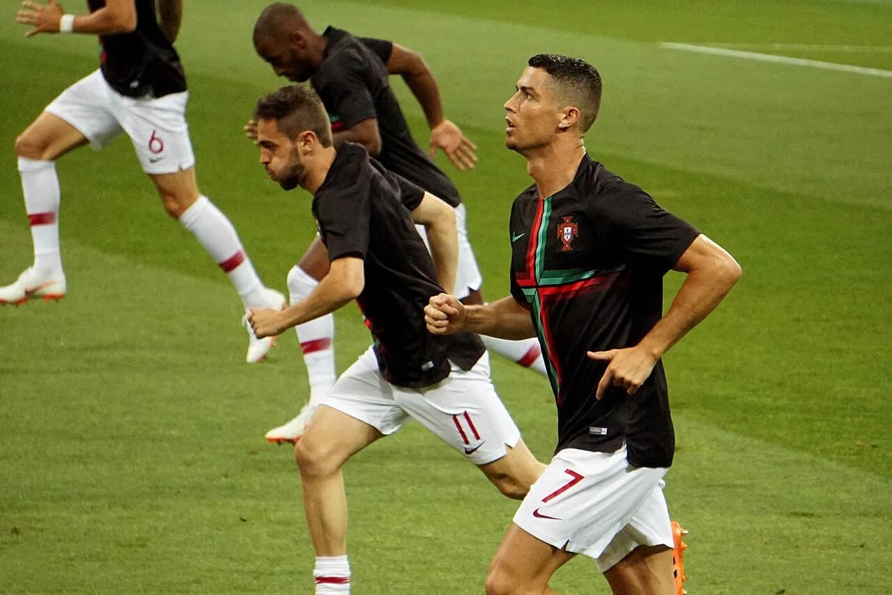 Cristiano Ronaldo warming up before Portugal's 2018 World Cup match against Uruguay in Sochi