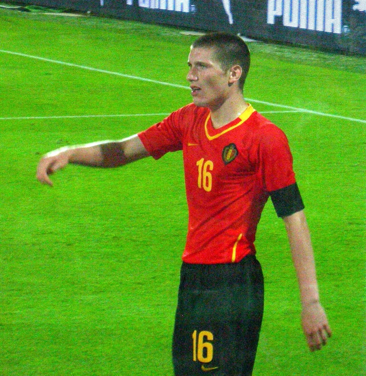 Sébastien Pocognoli on the pitch during an Italy-Belgium football friendly in Florence in 2008.