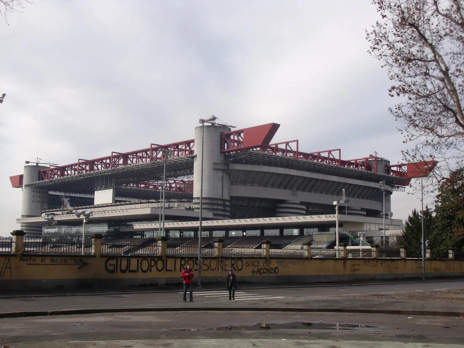 Exterior view of Giuseppe Meazza Stadium, also known as San Siro, in Milan.