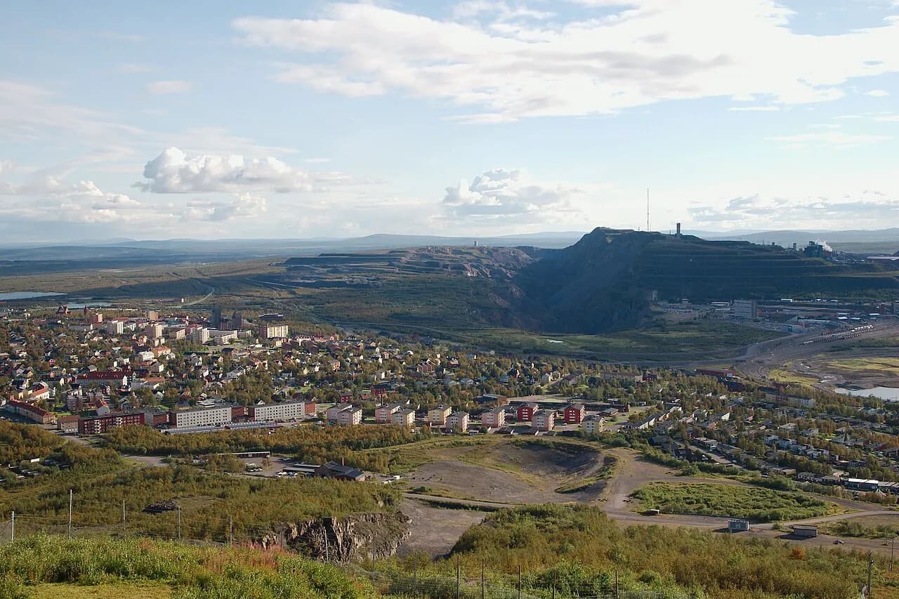 View over the town and mine of Kiruna, Sweden