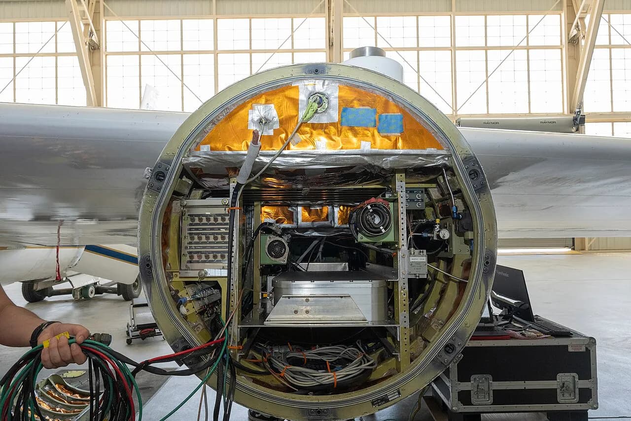 NASA ER-2 research aircraft carrying an instrument pod at Edwards, California