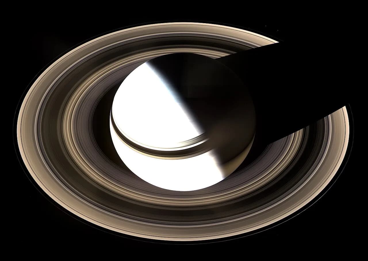 Saturn and its rings photographed from space by the Cassini spacecraft