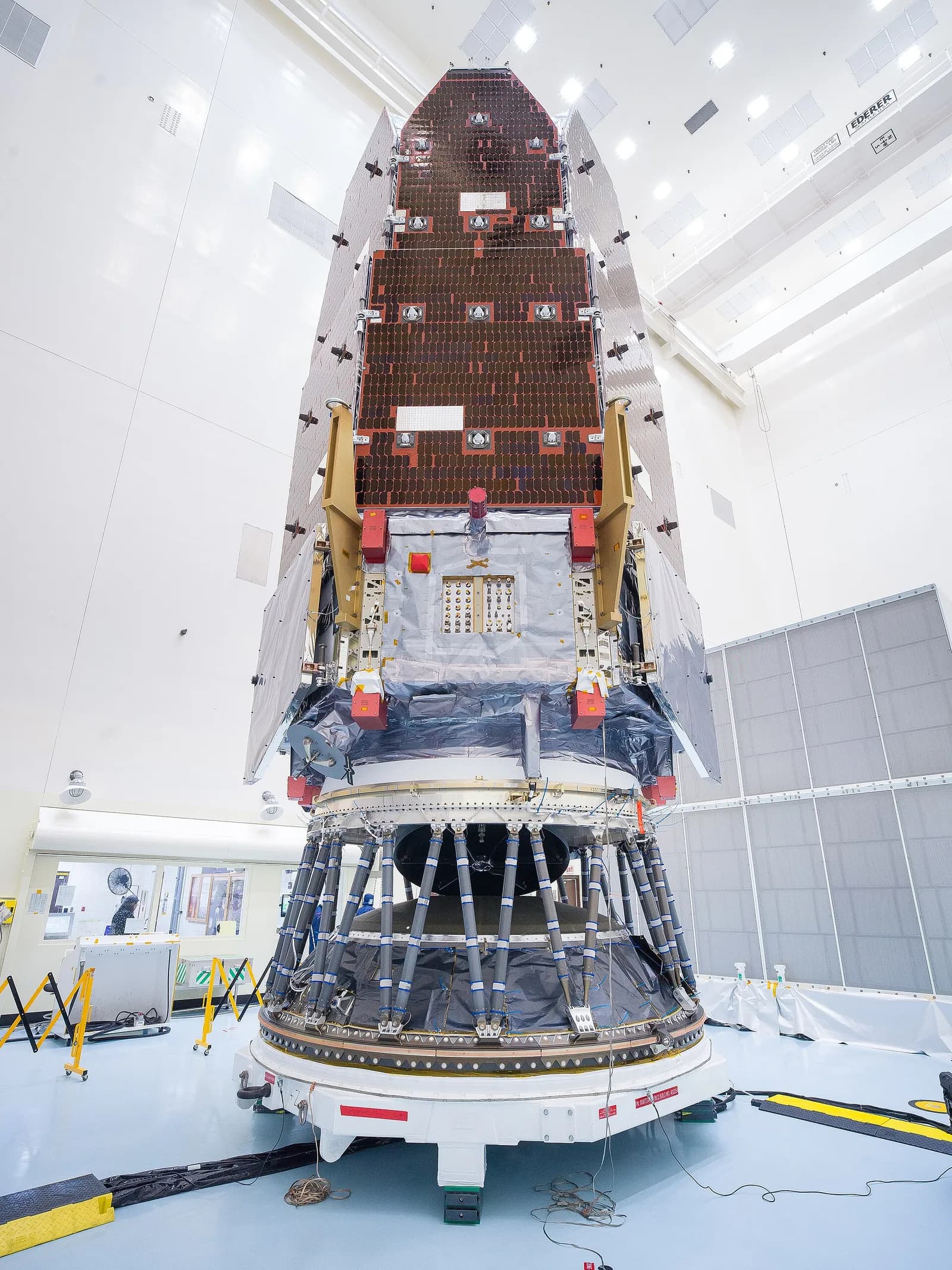 NASA's Nancy Grace Roman Space Telescope inside a processing facility before launch