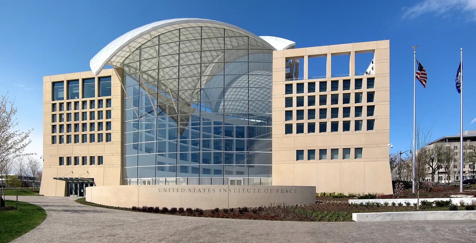 Exterior of the United States Institute of Peace headquarters in Washington, D.C.