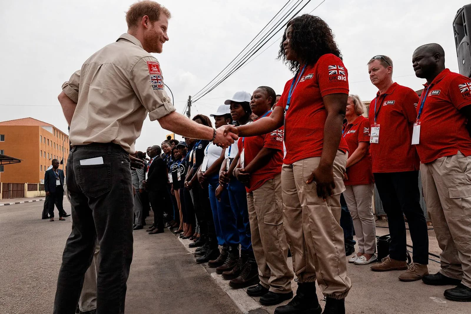 Prince Harry meets deminers supported by the UK Aid-funded Mines Advisory Group in Angola.