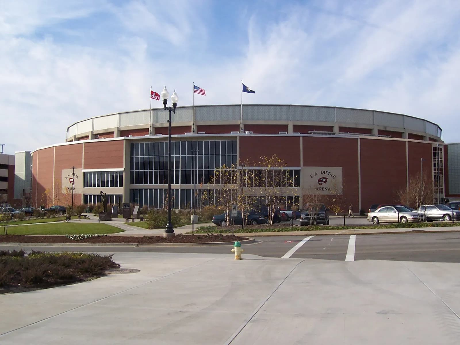 Exterior of E.A. Diddle Arena on the Western Kentucky University campus in Bowling Green, Kentucky.