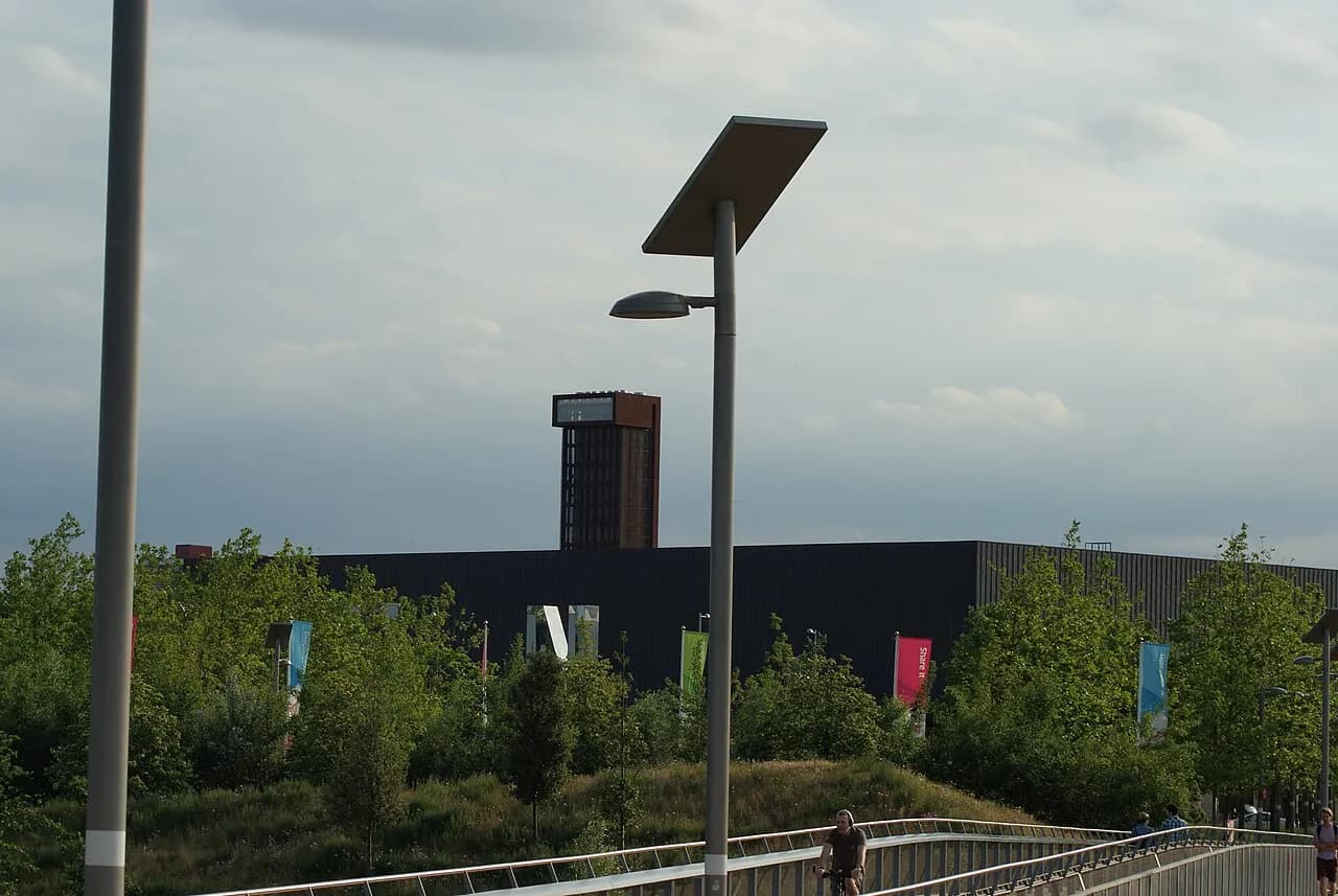 View of the Copper Box Arena from Queen Elizabeth Olympic Park in London