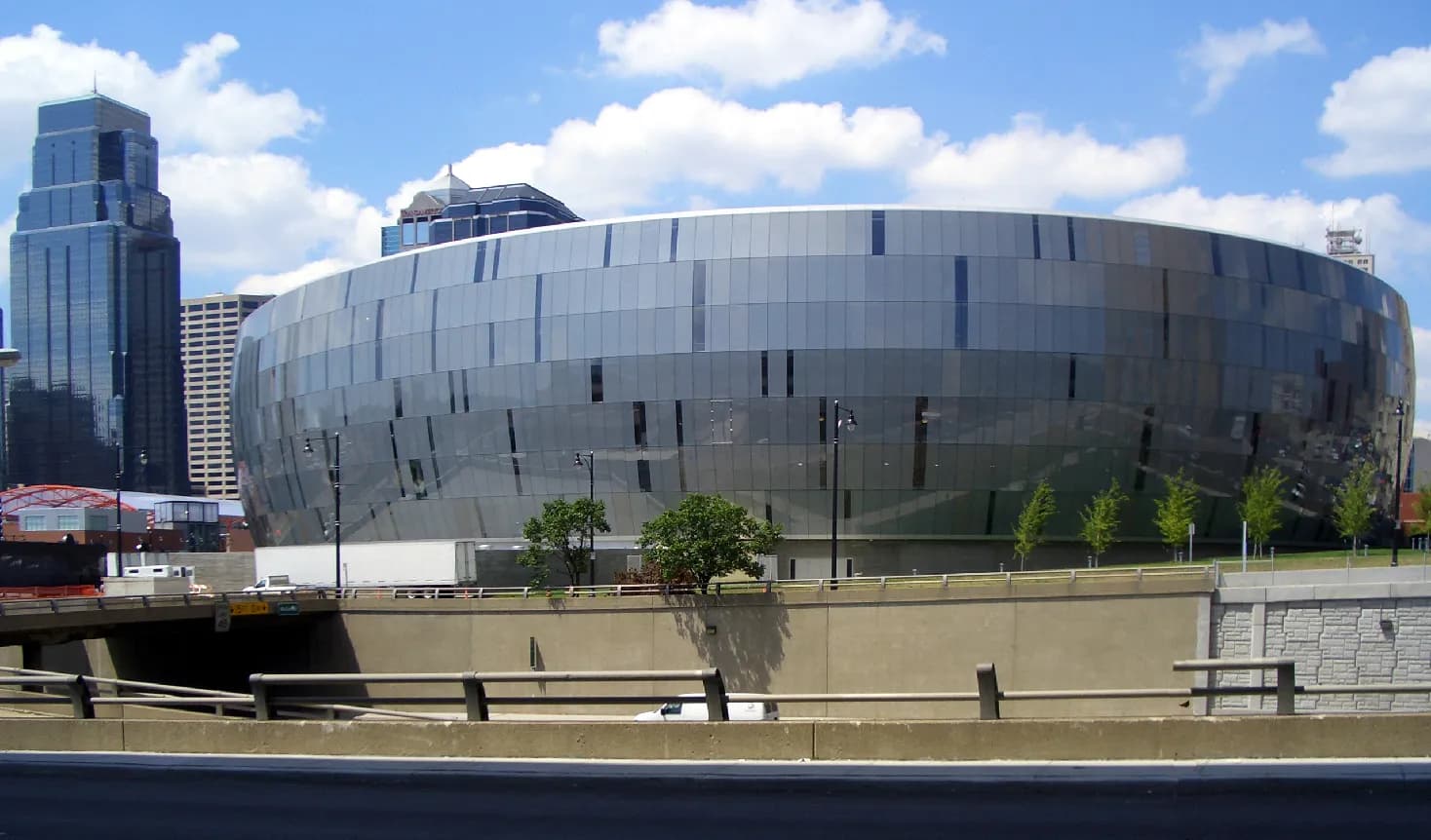 Exterior view of T-Mobile Center in Kansas City, Missouri.