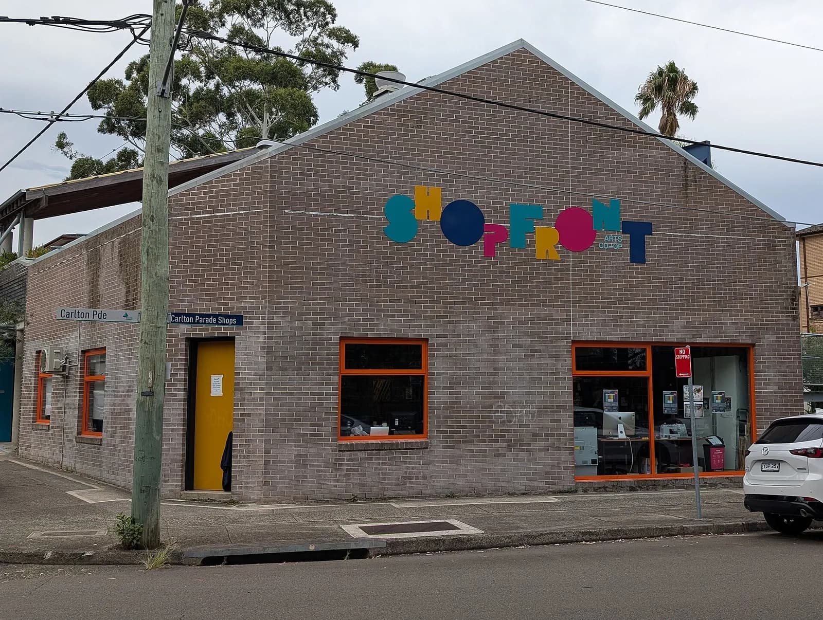 Exterior of the Shopfront Arts Co-op building on Carlton Parade.