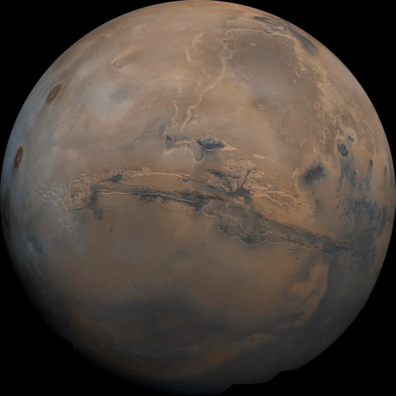 Global mosaic of Mars showing Valles Marineris across the centre