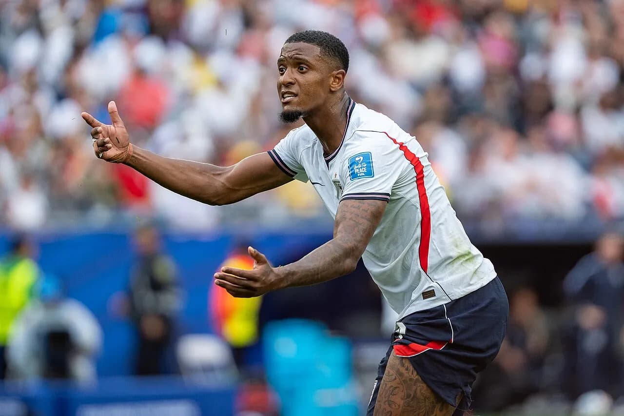 Ezri Konsa playing for England against Ghana in June 2026