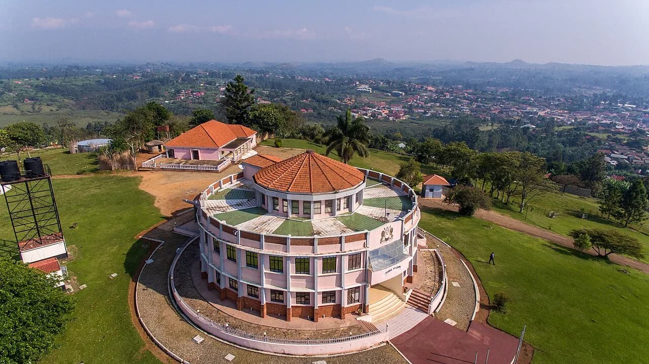 Aerial view of Tooro Palace and surrounding grounds in Fort Portal, Uganda