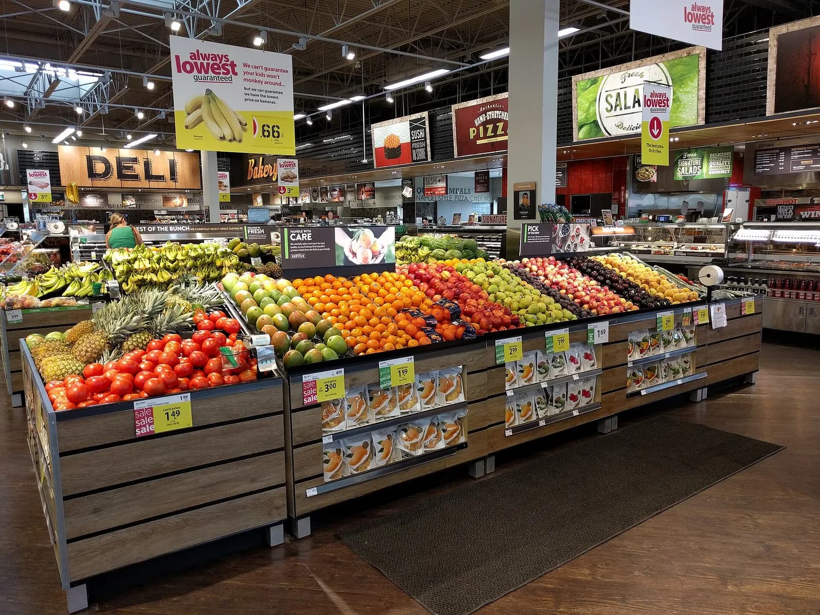 Produce and prepared-food departments inside a Save-On-Foods store in Saskatoon.