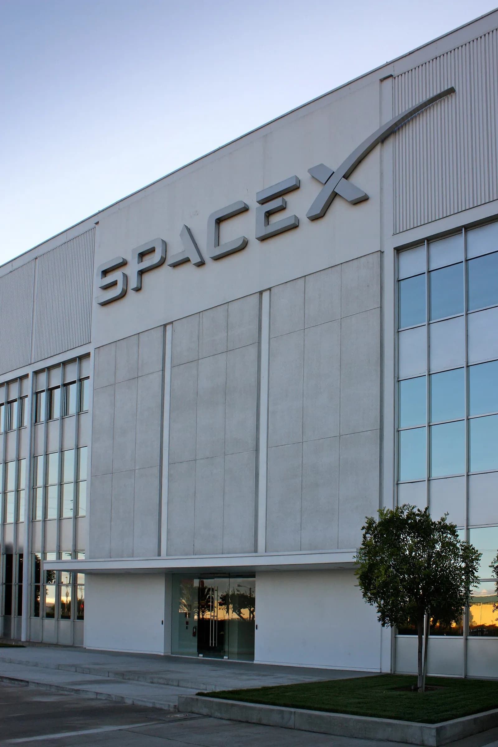 Entrance to SpaceX headquarters in Hawthorne, California