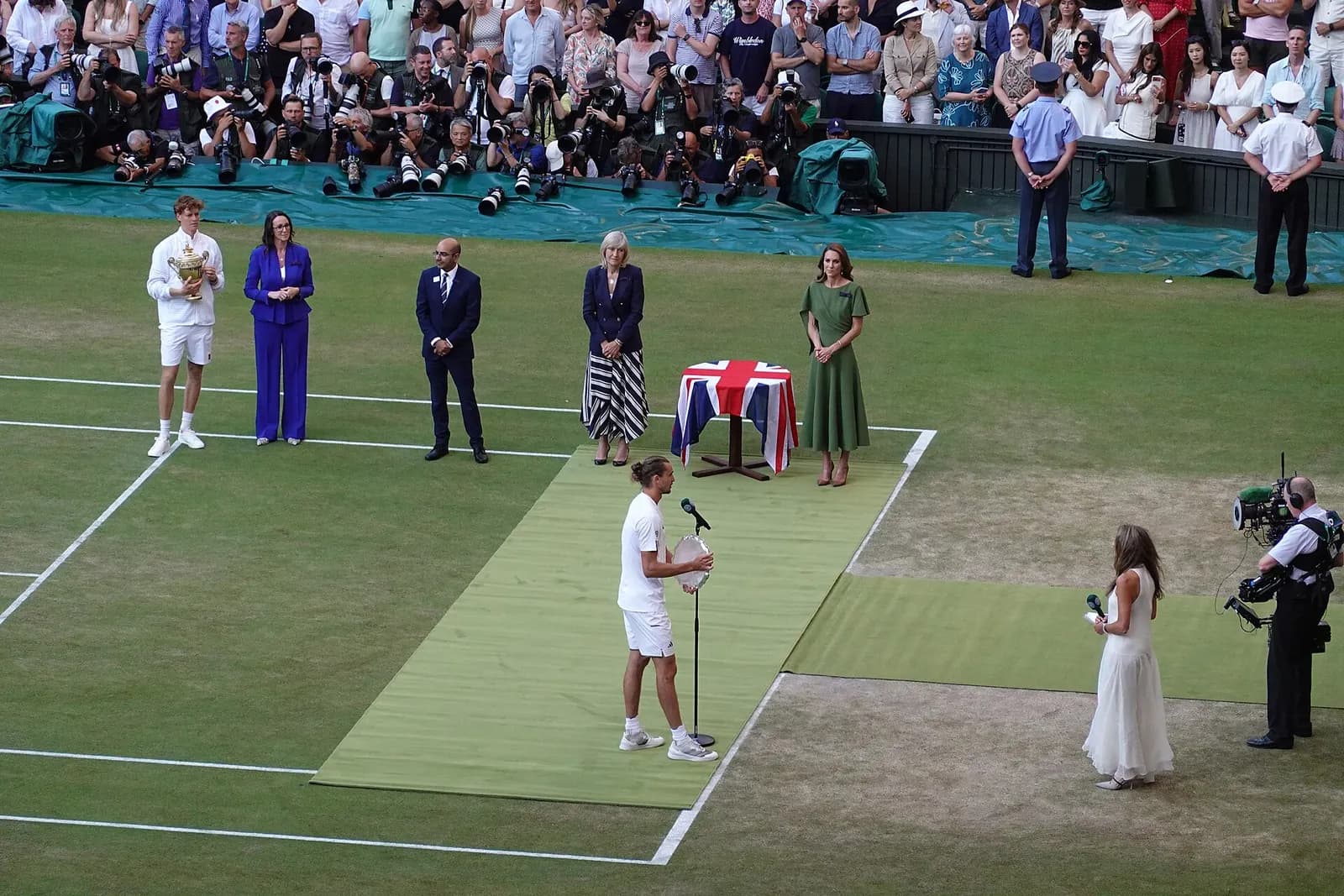 Alexander Zverev at the Wimbledon 2026 men's singles final prize ceremony.