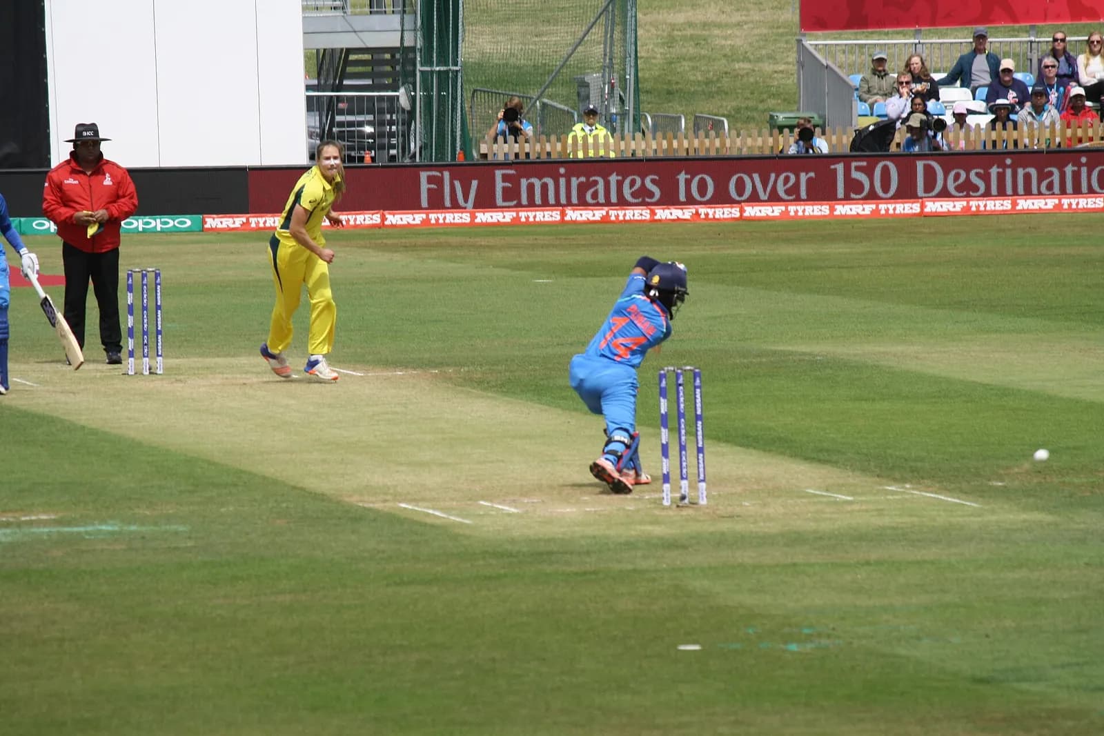 Punam Raut batting during a 2017 Women's Cricket World Cup match against Australia.