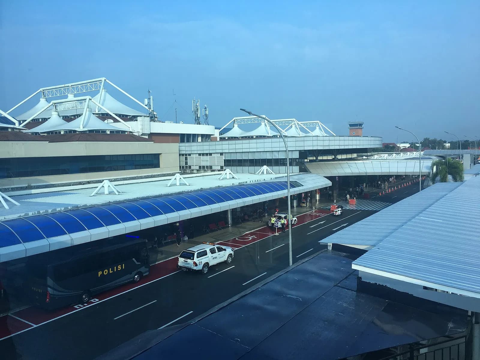 Exterior view of Sultan Mahmud Badaruddin II International Airport in Palembang.