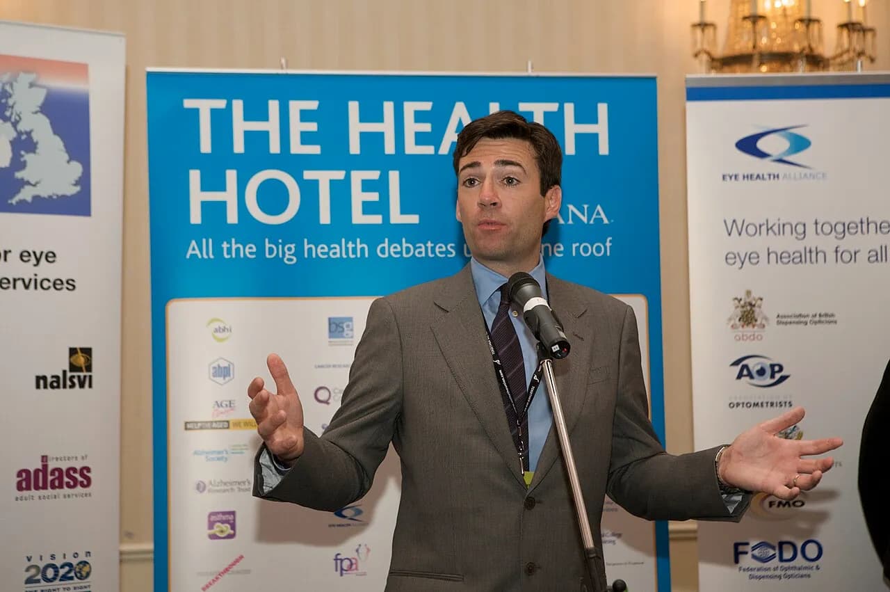 Andy Burnham speaking at a reception during the 2009 Labour Party Conference in Brighton