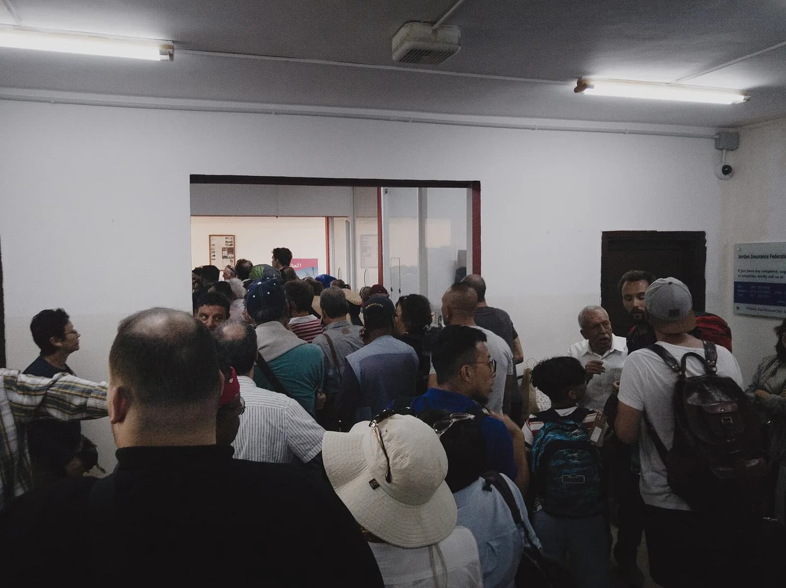Crowds at the King Hussein (Allenby) border crossing between Israel and Jordan.