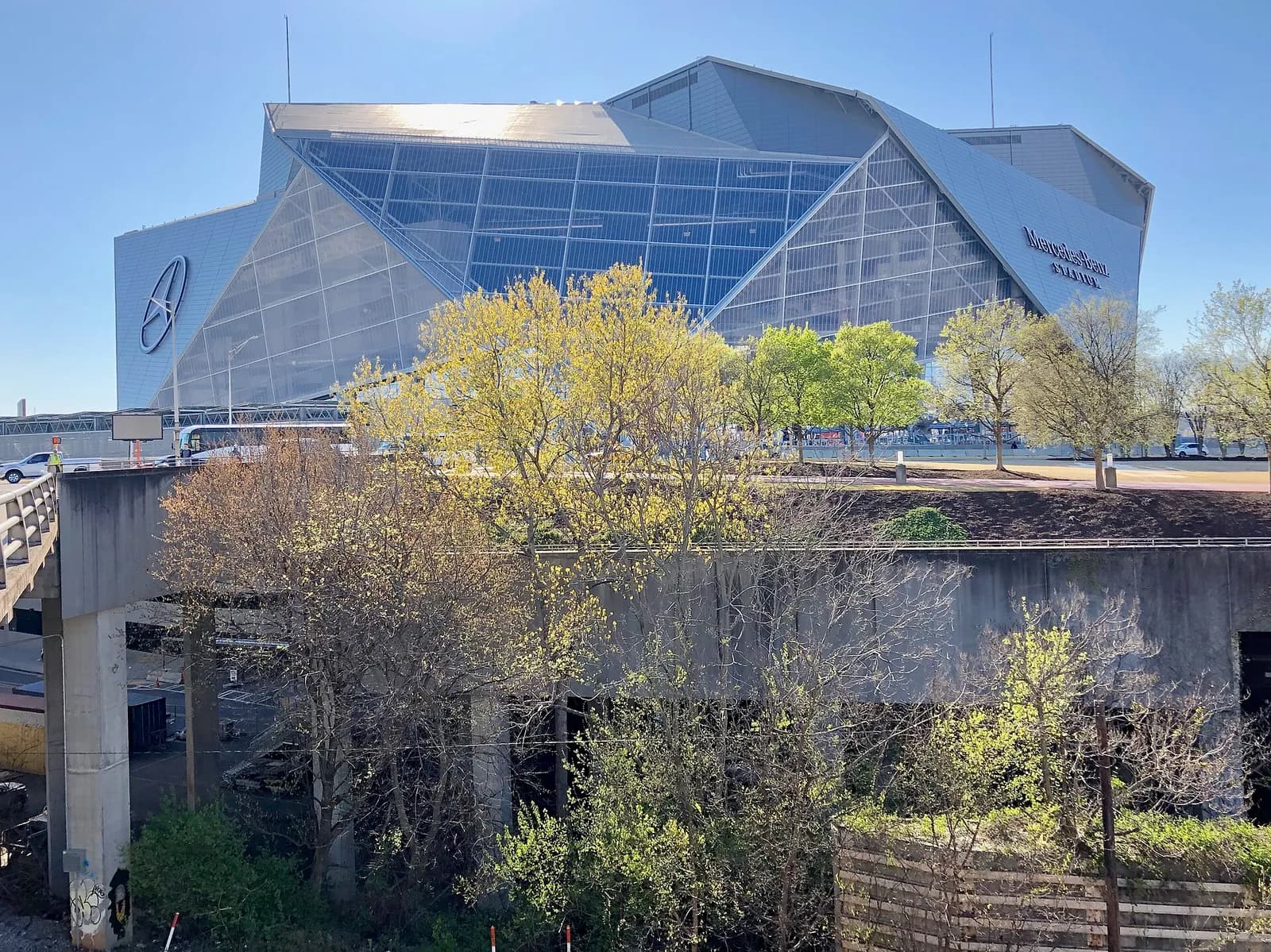 Exterior of Mercedes-Benz Stadium in Atlanta.