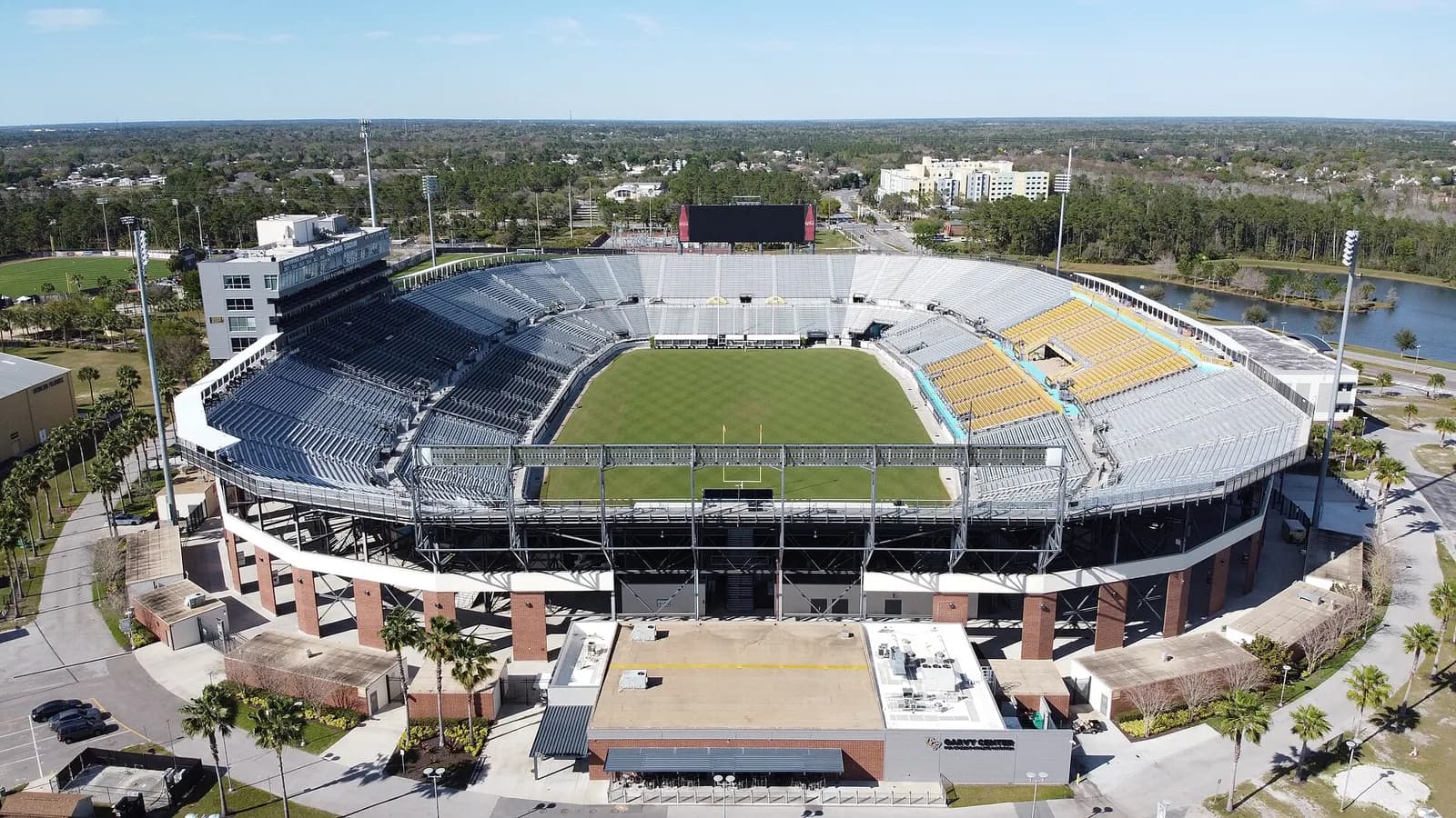Aerial view of Acrisure Bounce House, UCF’s football stadium, in Orlando.