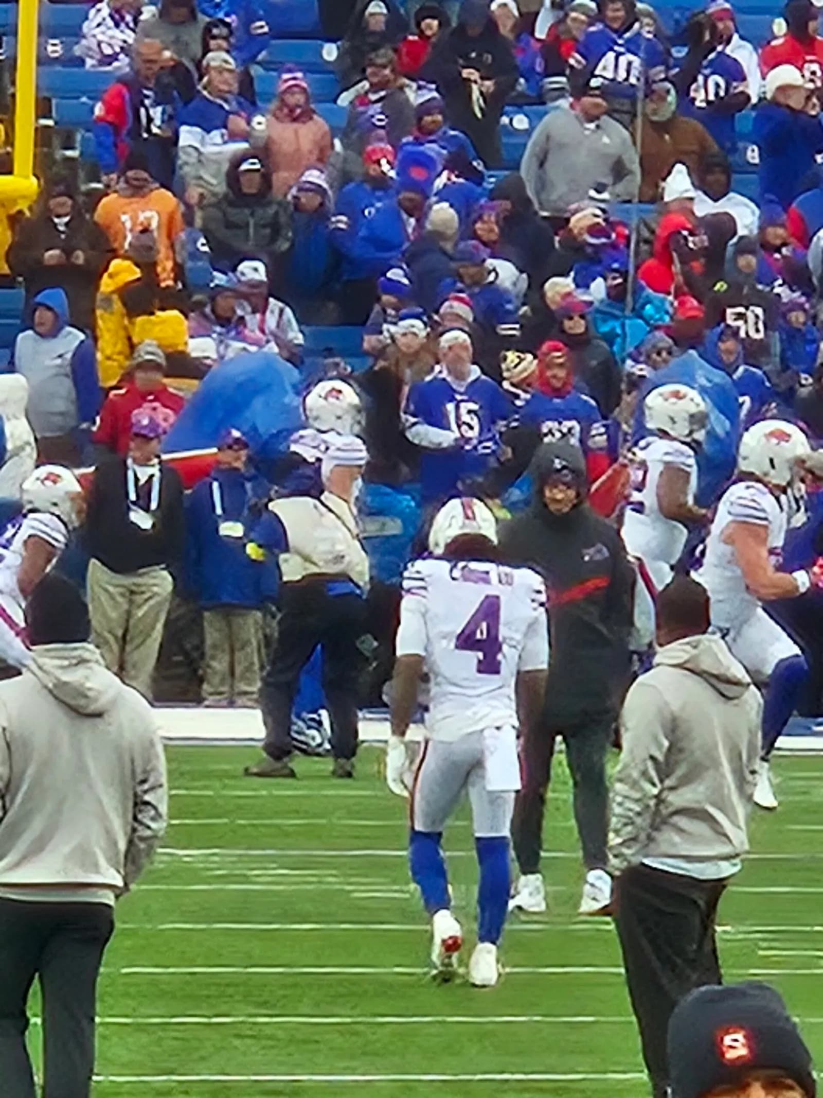 Buffalo Bills running back James Cook warming up before a game