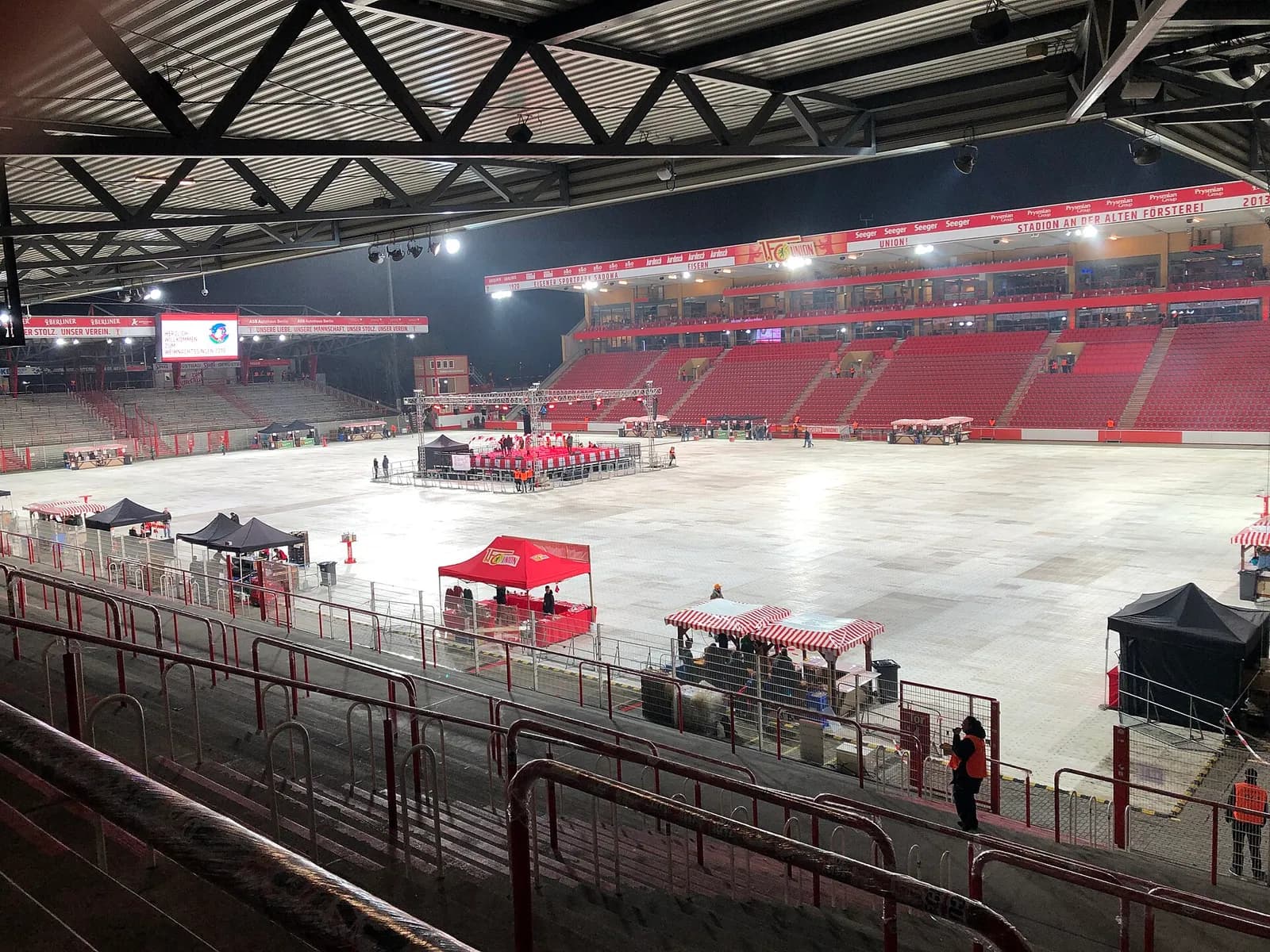 Stadion An der Alten Försterei prepared for the 2019 Christmas singing event.