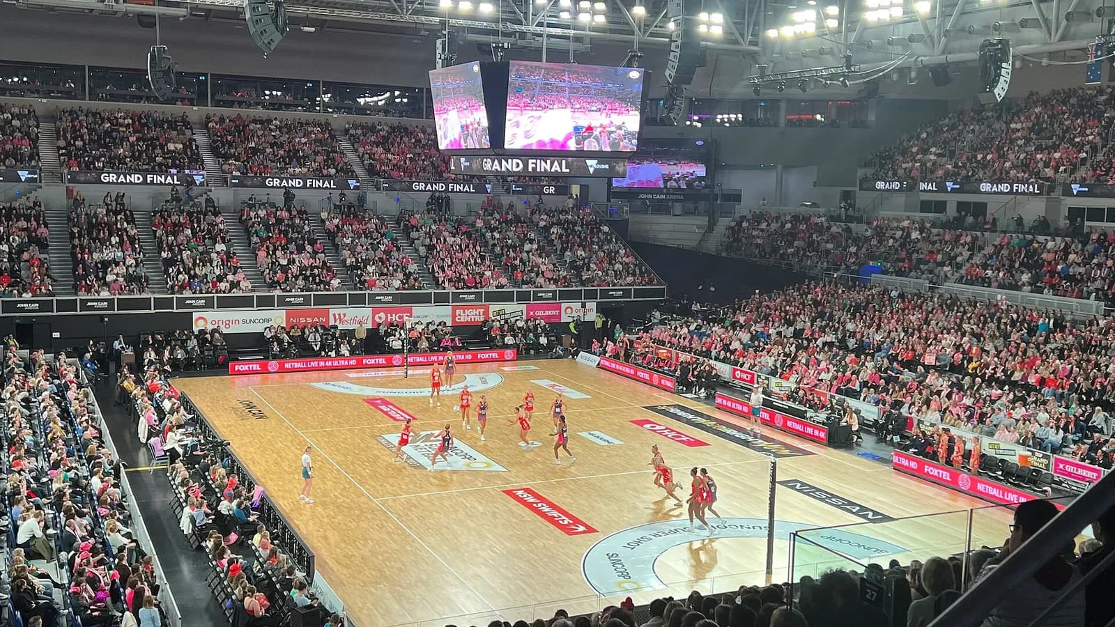 View inside John Cain Arena during a netball grand final.