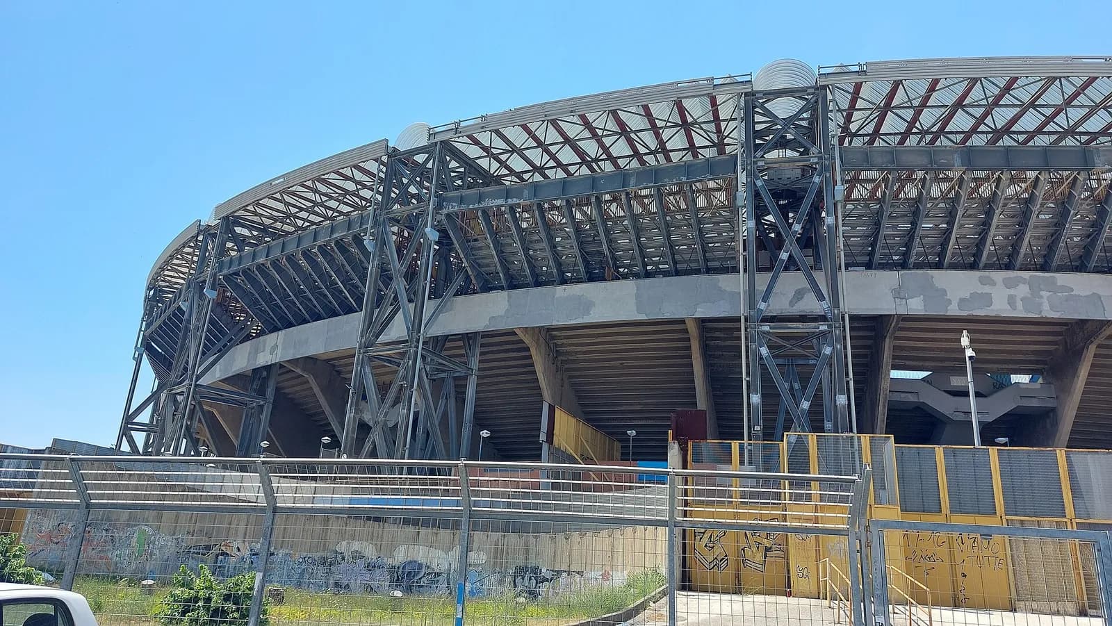 Exterior of Stadio Diego Armando Maradona in Naples.