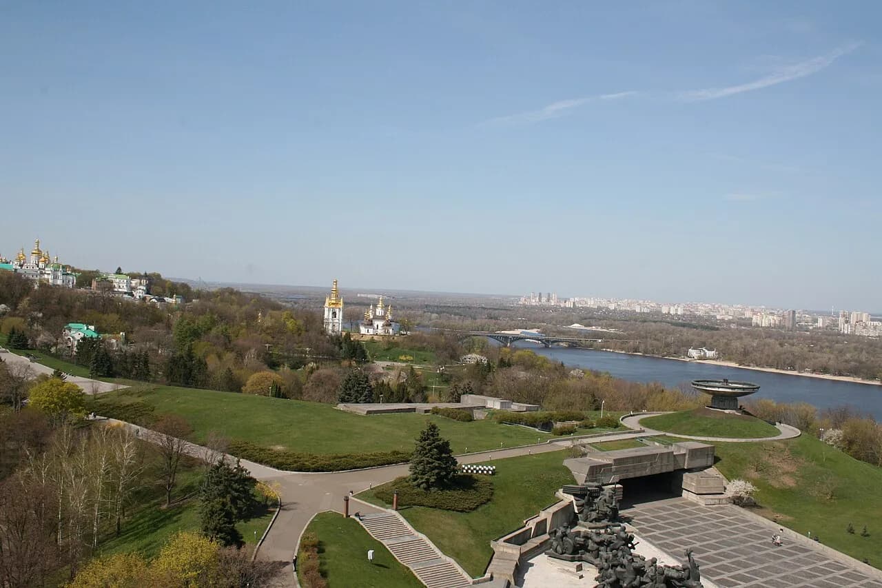 Panoramic view of the Kyiv Pechersk Lavra complex in Kyiv