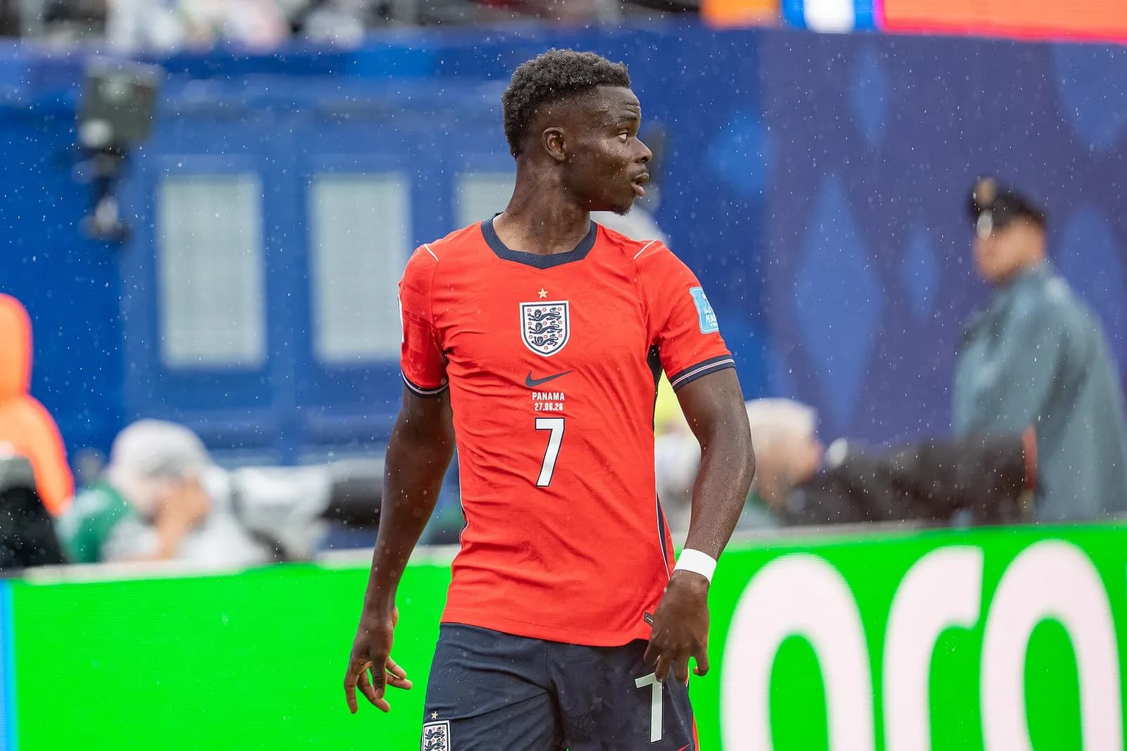 Bukayo Saka playing for England against Panama at the 2026 FIFA World Cup.