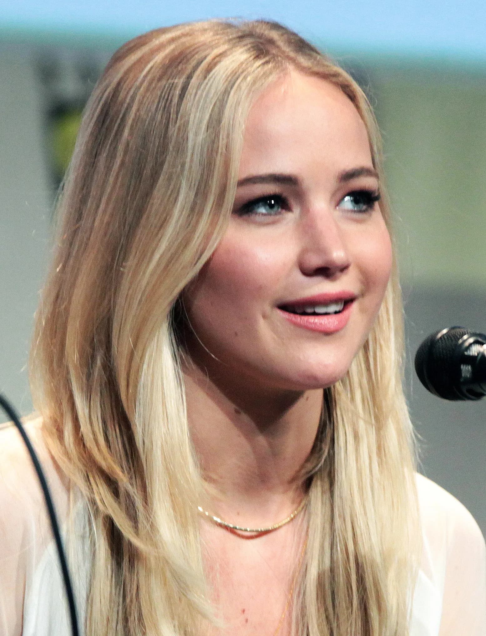 Jennifer Lawrence speaks at a panel at San Diego Comic-Con in 2015.