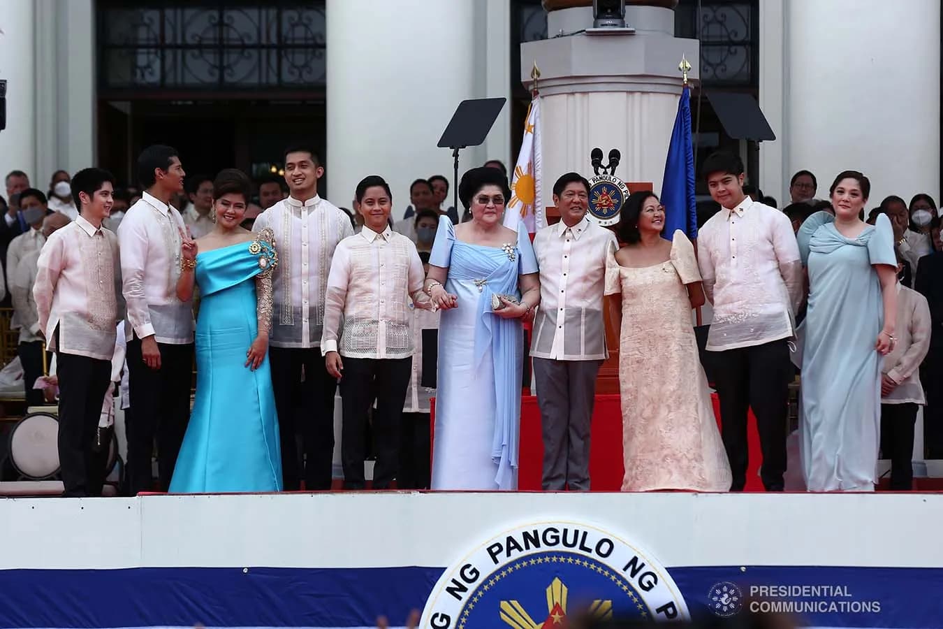 Philippine President Ferdinand R. Marcos Jr. and members of the First Family pose for an official photograph at the National Museum of the Philippines in Manila.