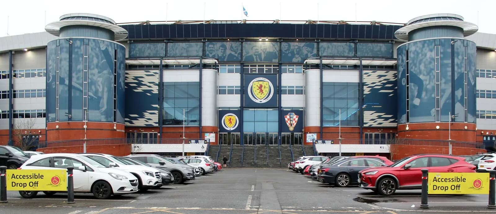 Exterior view of Hampden Park stadium in Glasgow