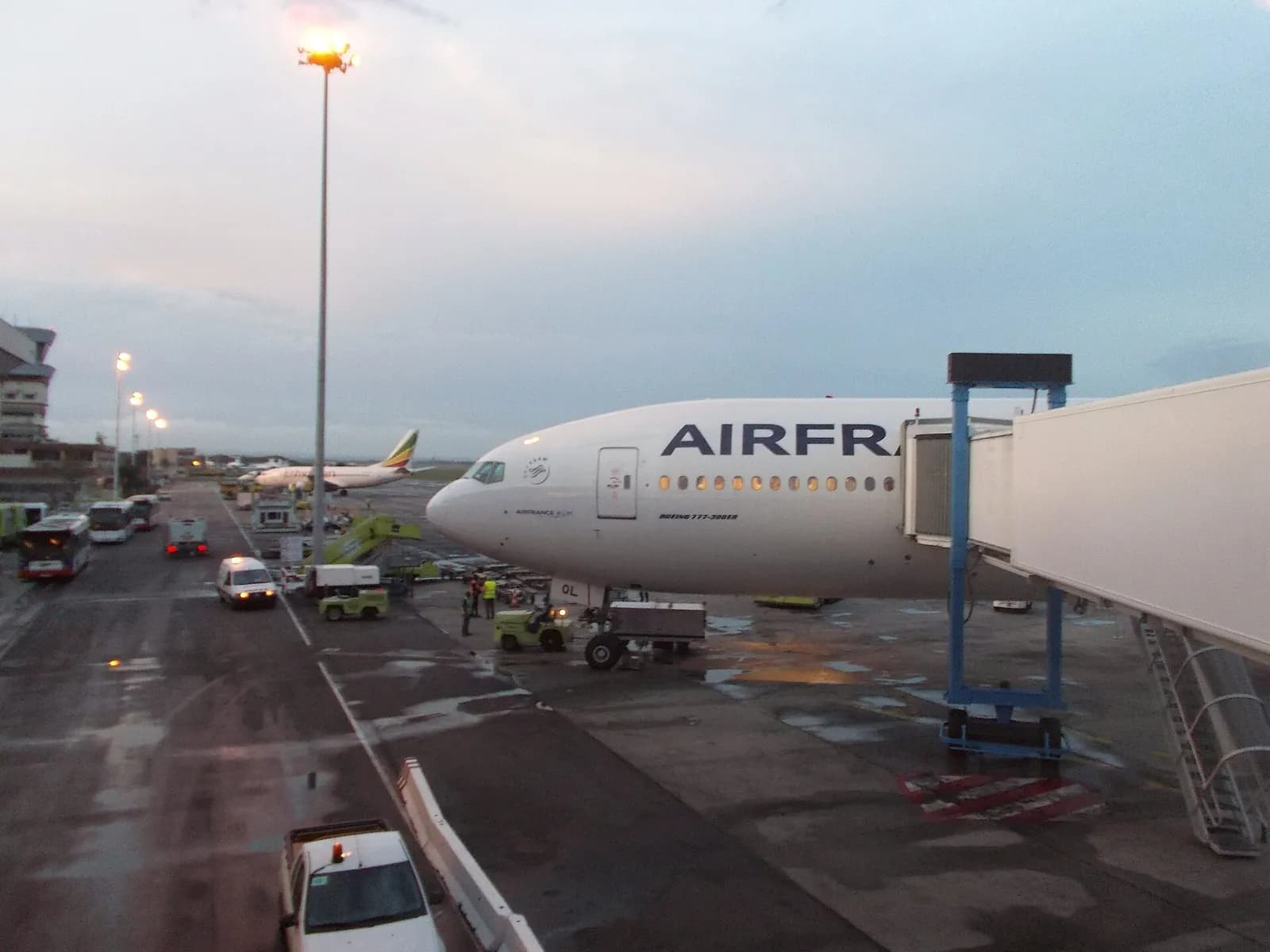 An Air France Boeing 777 at Félix Houphouët-Boigny International Airport in Abidjan.