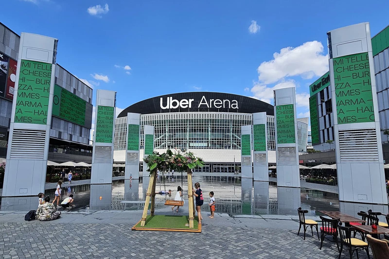 Facade of the Uber Arena viewed from Uber-Platz in Berlin.