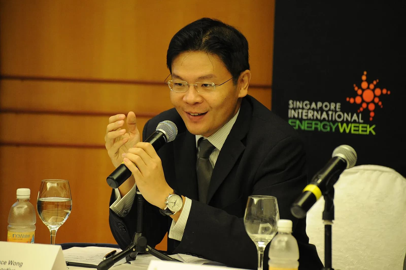 Lawrence Wong speaking at the Singapore International Energy Week conference in 2010.