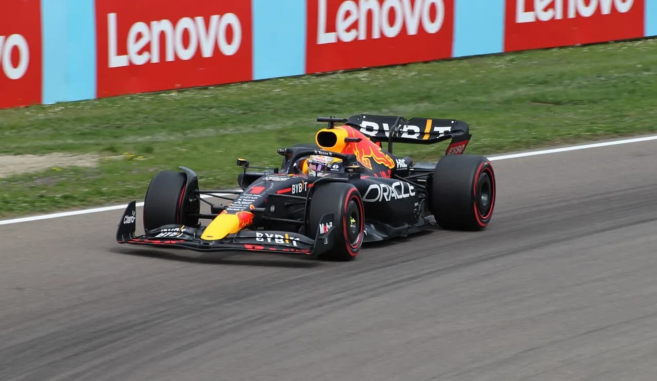 Max Verstappen driving a Red Bull Formula 1 car at Imola in 2022