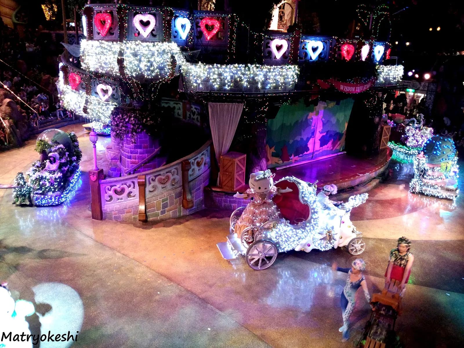 Hello Kitty during a parade at Sanrio Puroland.