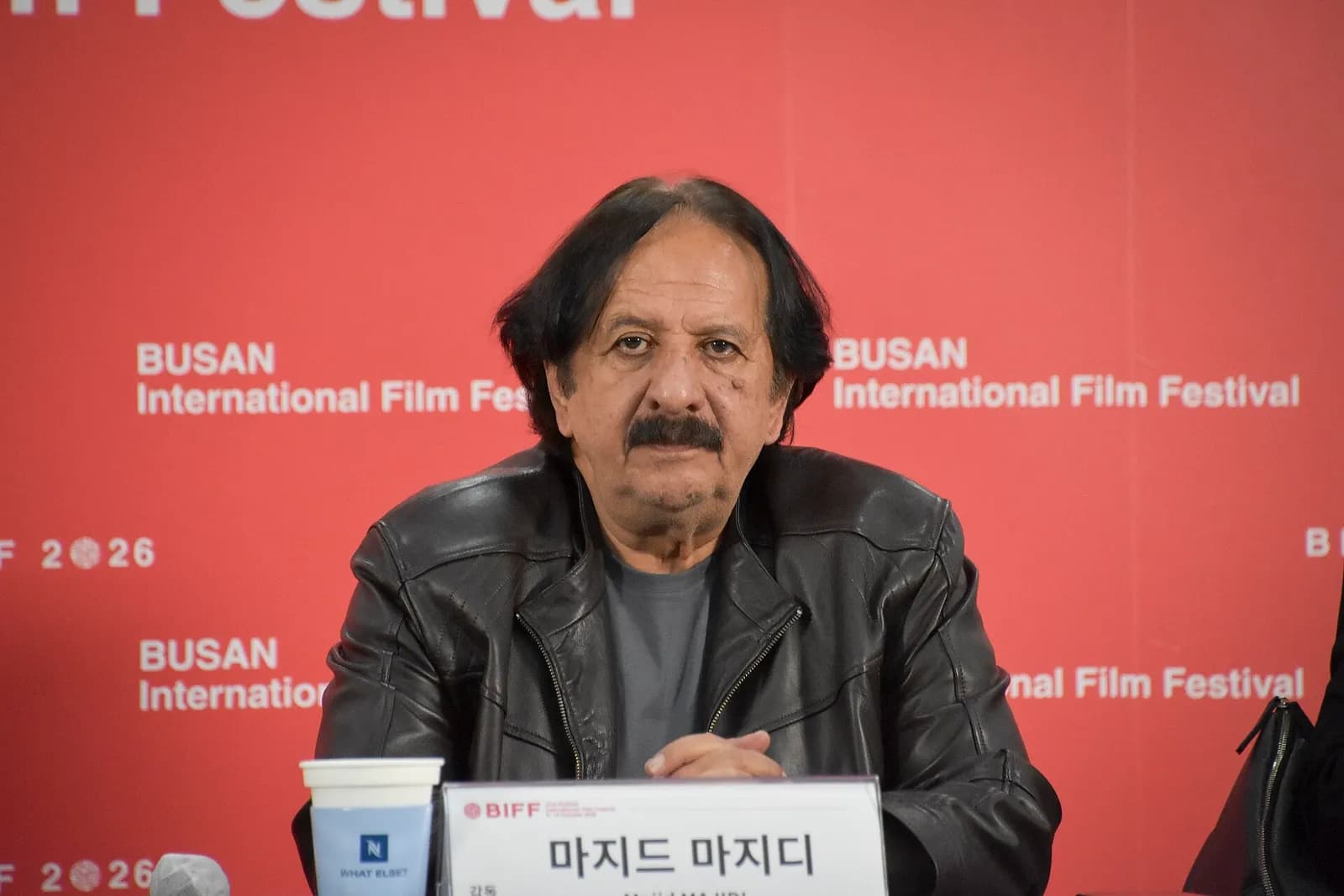 Iranian film director Majid Majidi at a press conference