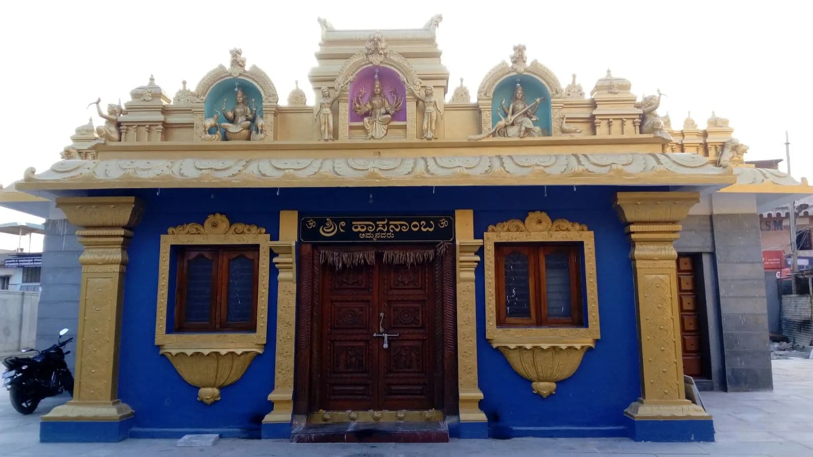 Front view of Hasanamba Temple in Hassan, Karnataka.