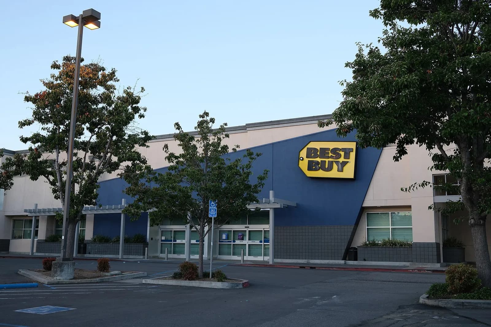 Exterior of a Best Buy electronics store in Mountain View, California.