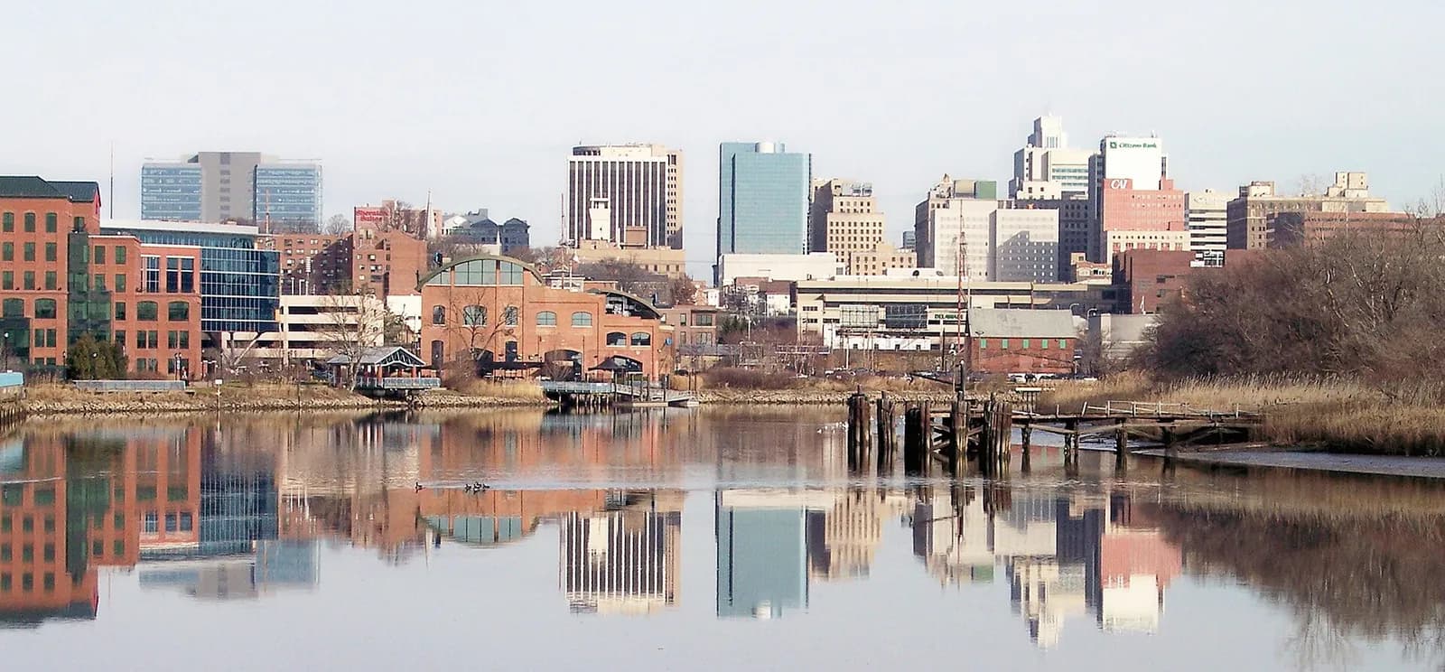 Downtown Wilmington, Delaware, and the Christina River, viewed across the river.