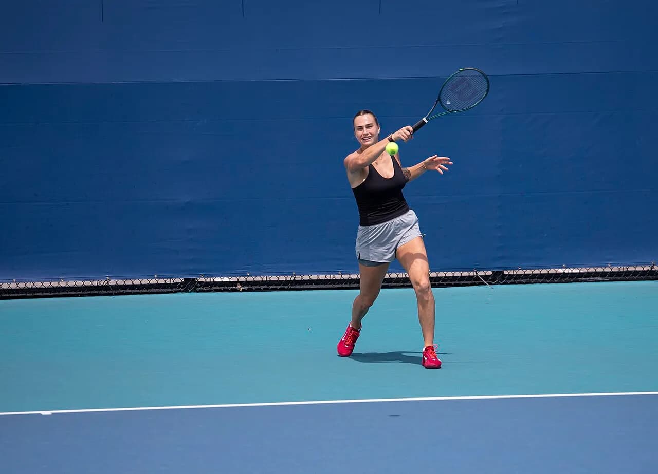 Aryna Sabalenka at the 2025 Miami Open in Miami Gardens, Florida