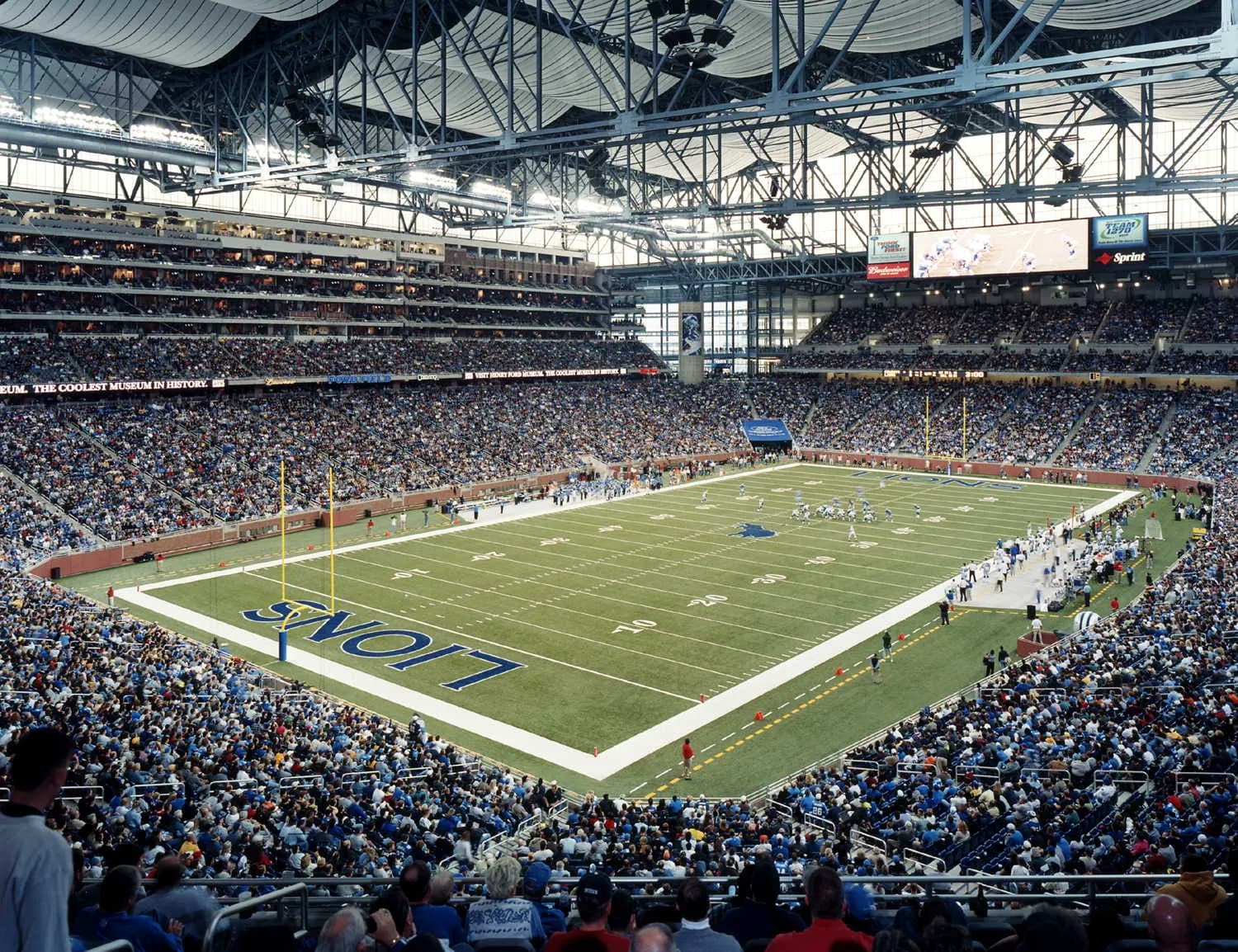 Interior of Ford Field in Detroit, Michigan.