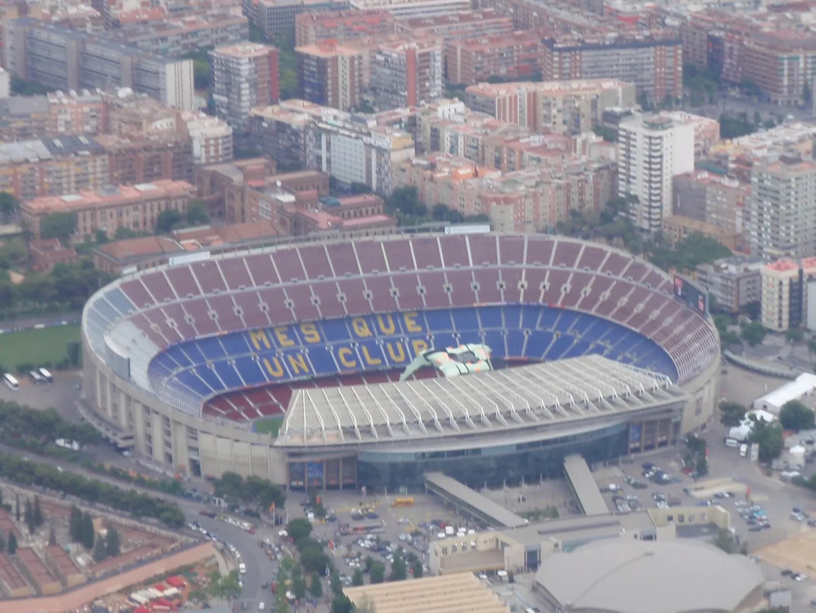 Aerial view of Camp Nou stadium in Barcelona.