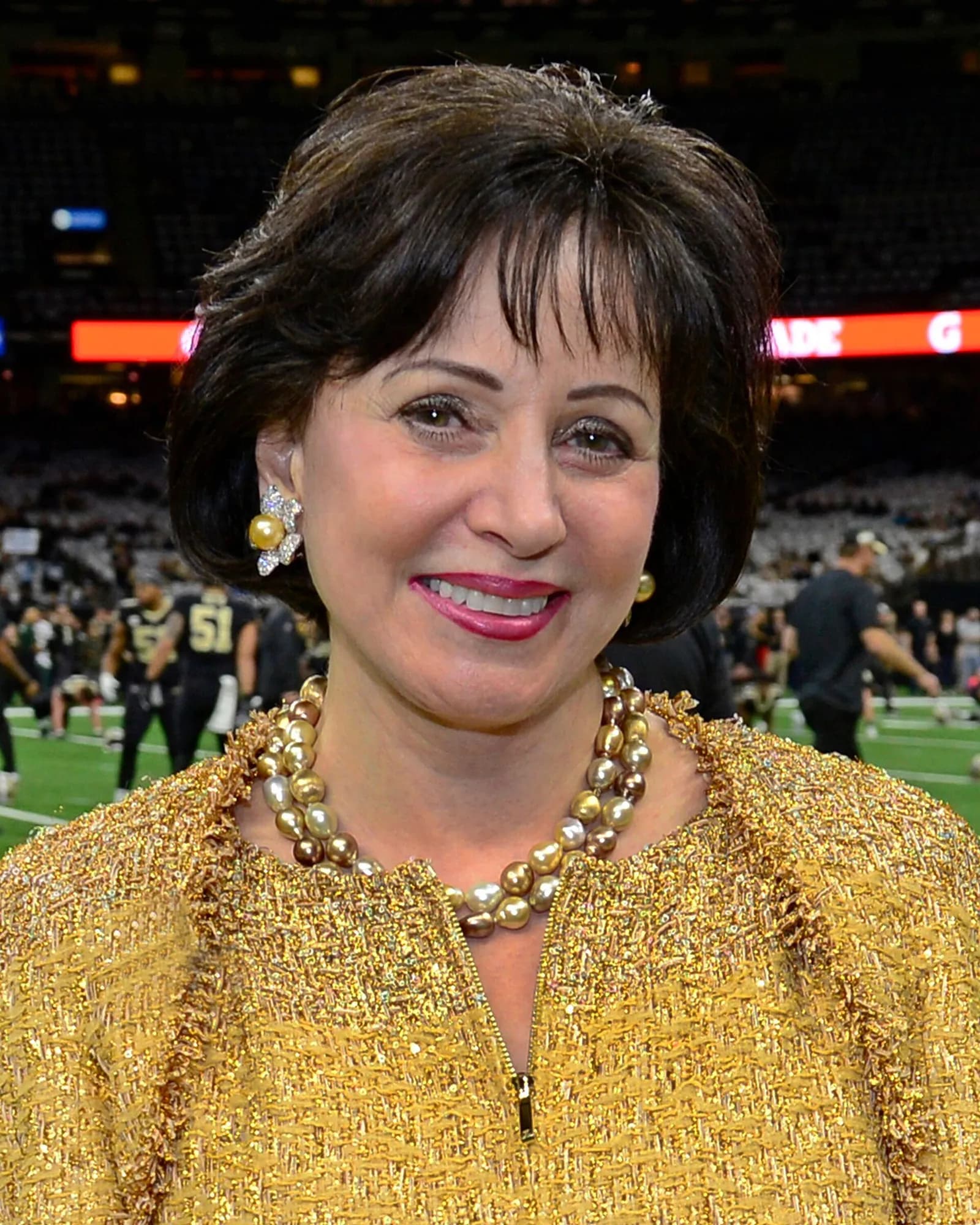 Gayle Benson at a New Orleans Saints football game.